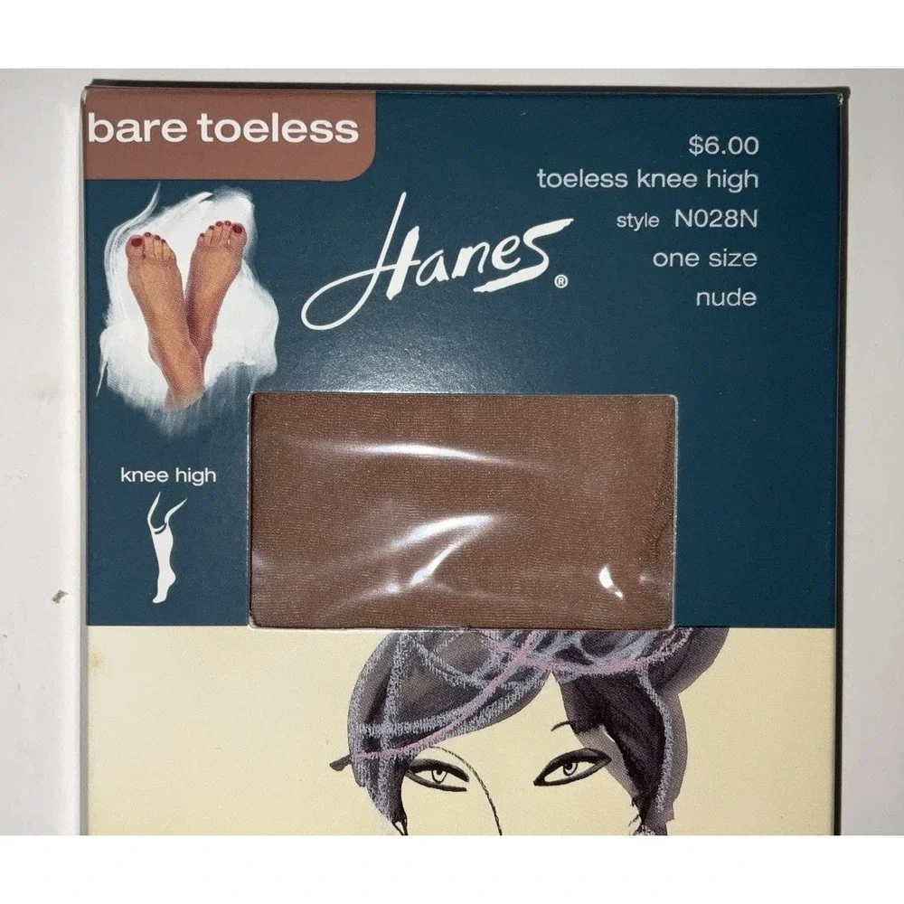 NIP Lot 6 Pairs Hanes Nordstrom You're Invited Toeless‎ Knee Highs - Nude